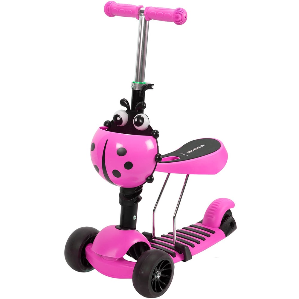Trotineta copii ACTION ONE Big Wheels, 3 ani+, 3 roti, greutate suportata 25 kg, roz