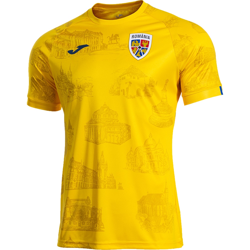 Tricou fotbal de incalzire JOMA Echipa Nationala de Fotbal a Romaniei 2025, marimea XL, galben