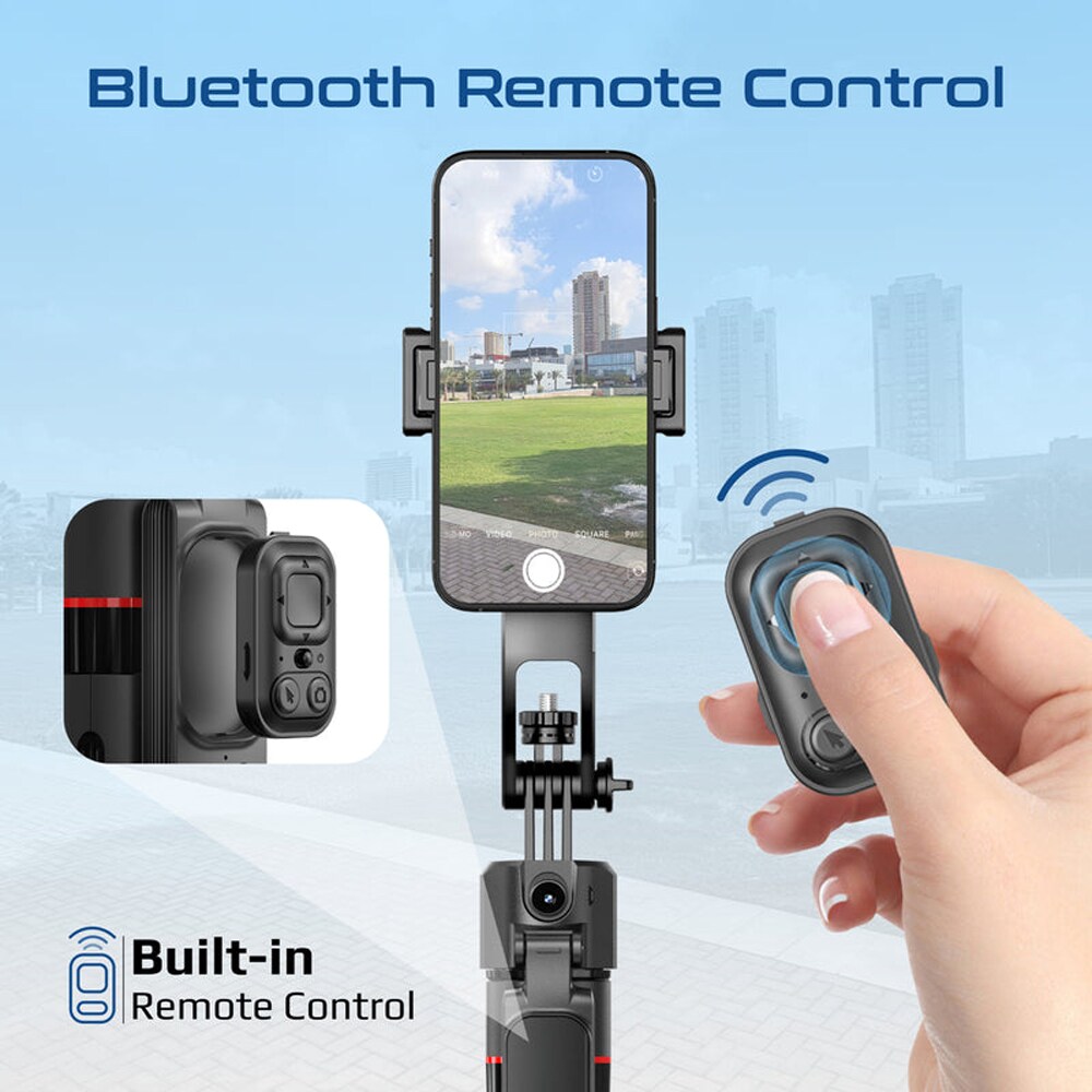 Selfie stick PROMATE TriPop-Ai, AI Face Tracking, negru