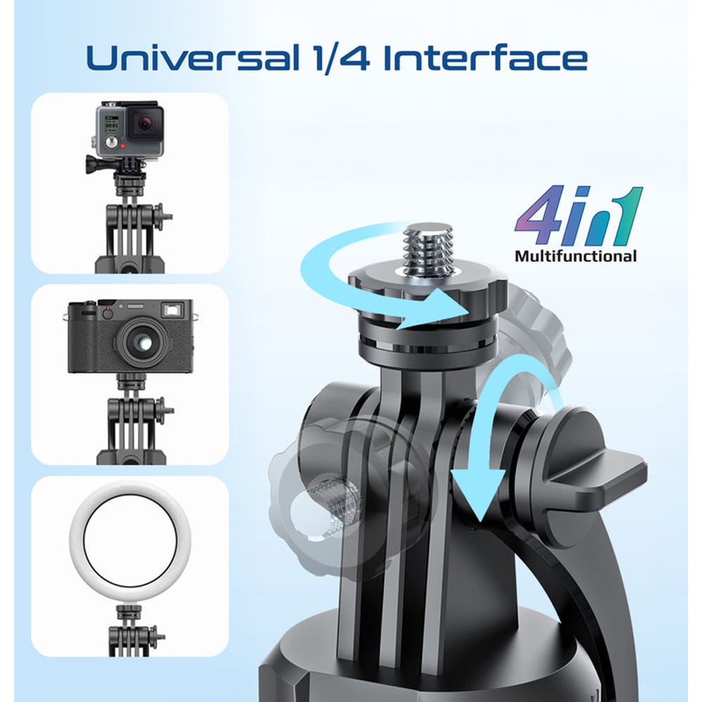 Selfie stick PROMATE TriPop-Ai, AI Face Tracking, negru