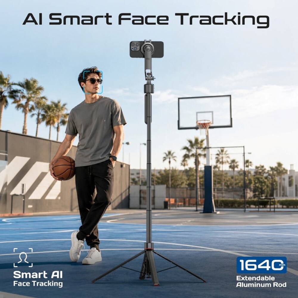 Selfie stick PROMATE TriPop-Ai+, negru