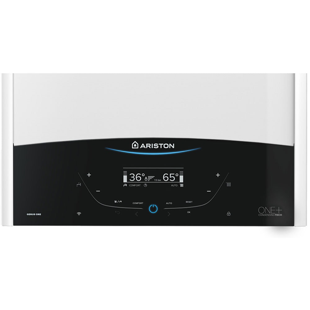 Centrala termica pe gaz in condensare ARISTON Genus One+, 24 kW, WiFi, Schimbator de caldura inox, Kit evacuare inclus, 3+2 ani extragarantie
