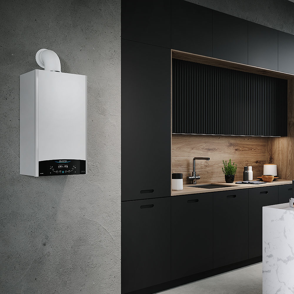 Centrala termica pe gaz in condensare ARISTON Genus One+, 24 kW, WiFi, Schimbator de caldura inox, Kit evacuare inclus, 3+2 ani extragarantie