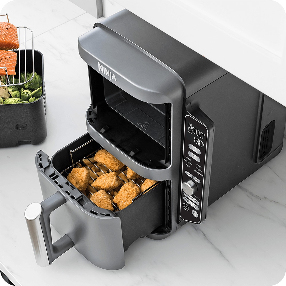 Friteuza cu aer cald dubla NINJA Double Stack XL SL400EU, 4kg, 9.5l, 2470W, gri-negru
