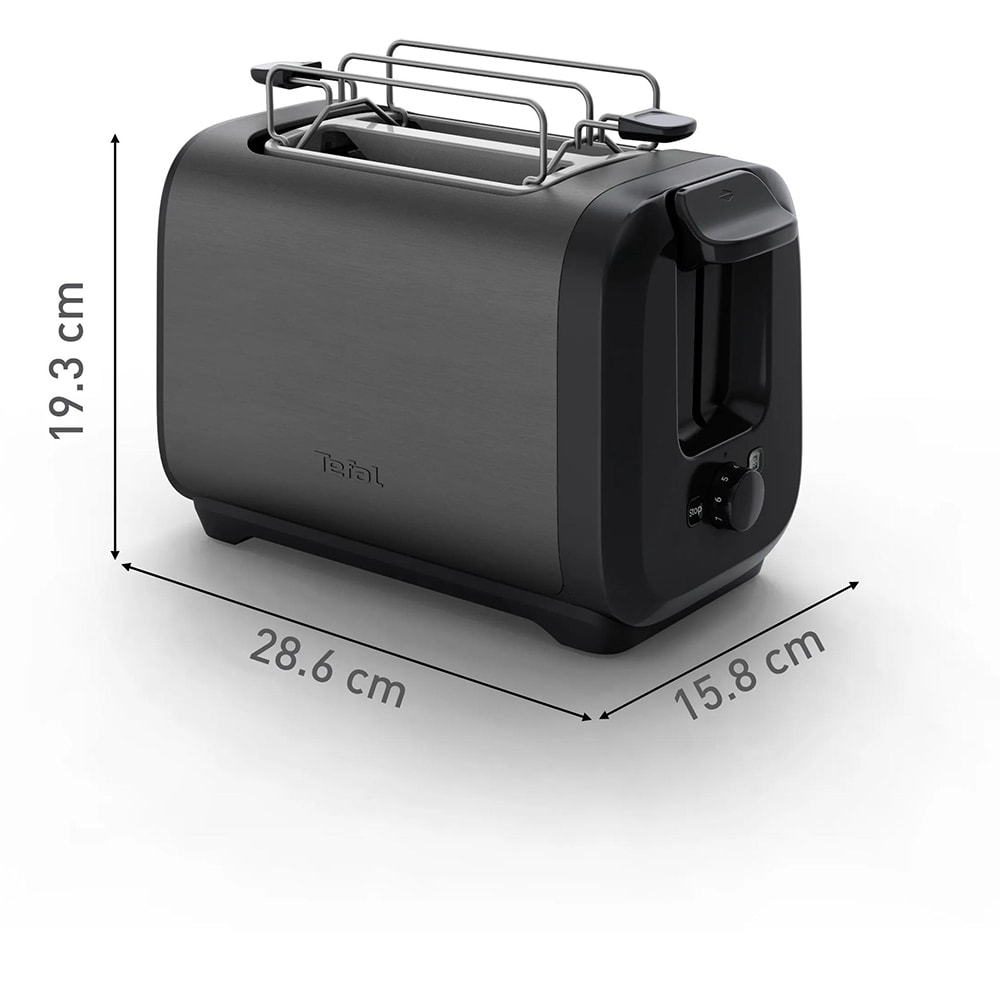 Prajitor de paine TEFAL Subito TT5S18E0, 2 felii, 1200W, gri antracit-negru