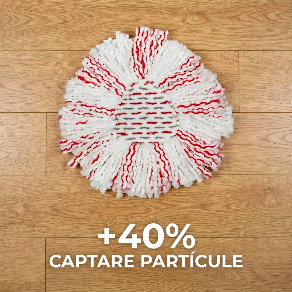 Set galeata cu storcator + mop + maner VILEDA Turbo Deep Clean, rosu-negru