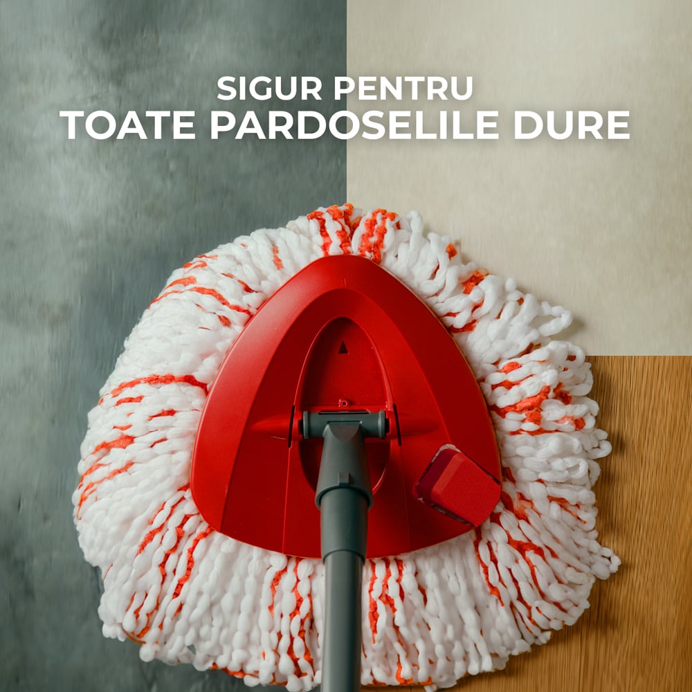 Set galeata cu storcator + mop + maner VILEDA Turbo Deep Clean, rosu-negru