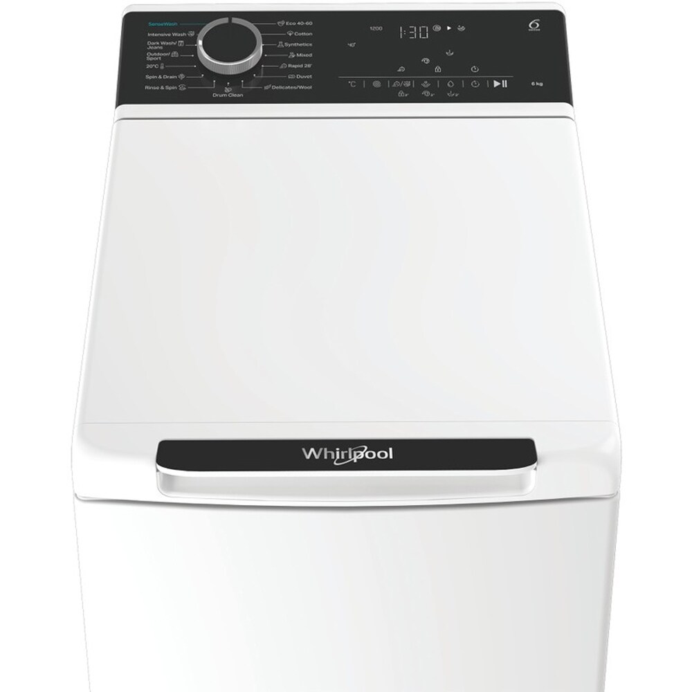 Masina de spalat rufe verticala WHIRLPOOL TW621DBSWEE, 6th Sense, 6 kg, 1200rpm, Clasa A, alb