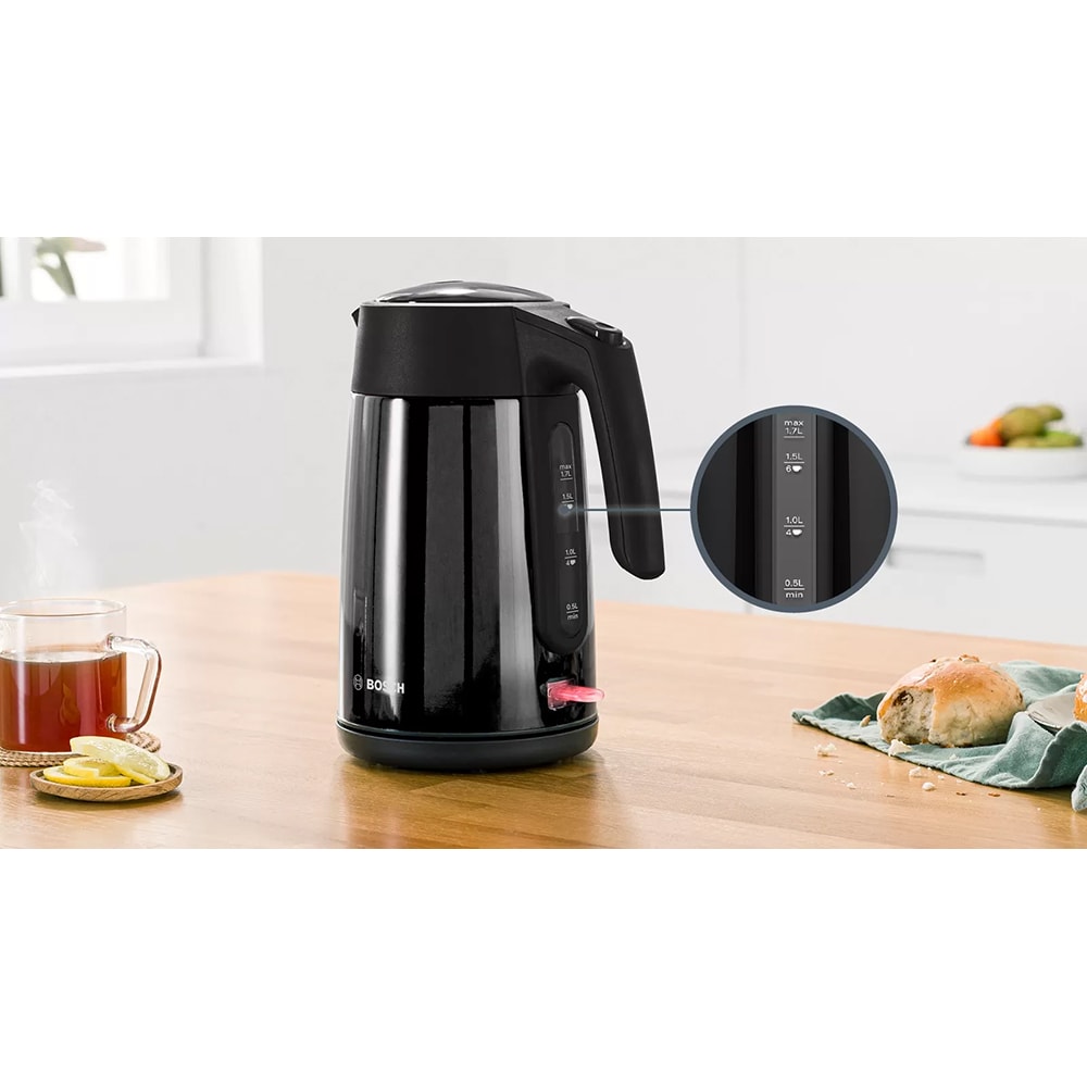 Fierbator apa BOSCH TWK7L463, 1.7l, 2400W, negru