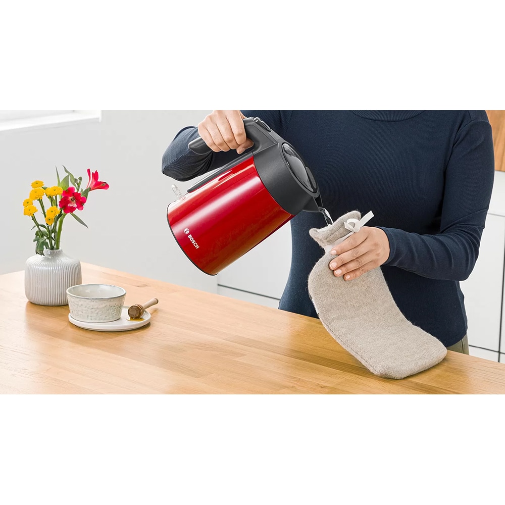 Fierbator apa BOSCH TWK7L464, 1.7l, 2400W, rosu-gri antracit