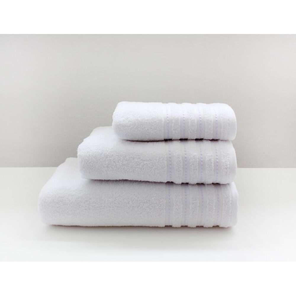 Set 3 prosoape baie MILA HOME Bordure, 50 x 90 cm, 70 x 140 cm, 100 x 150 cm, bumbac, alb