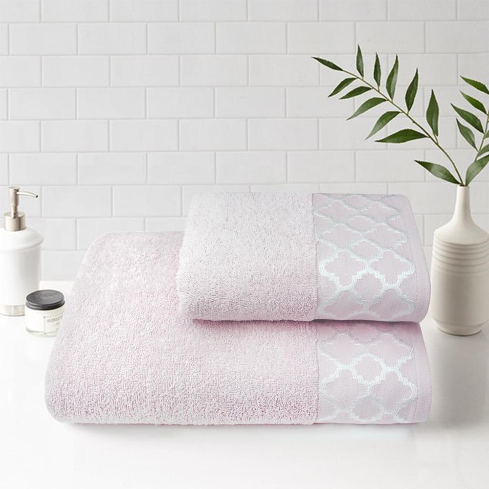 Set 2 prosoape baie MILA HOME Clover, 50 x 90 cm, 70 x 140 cm, bumbac, roz