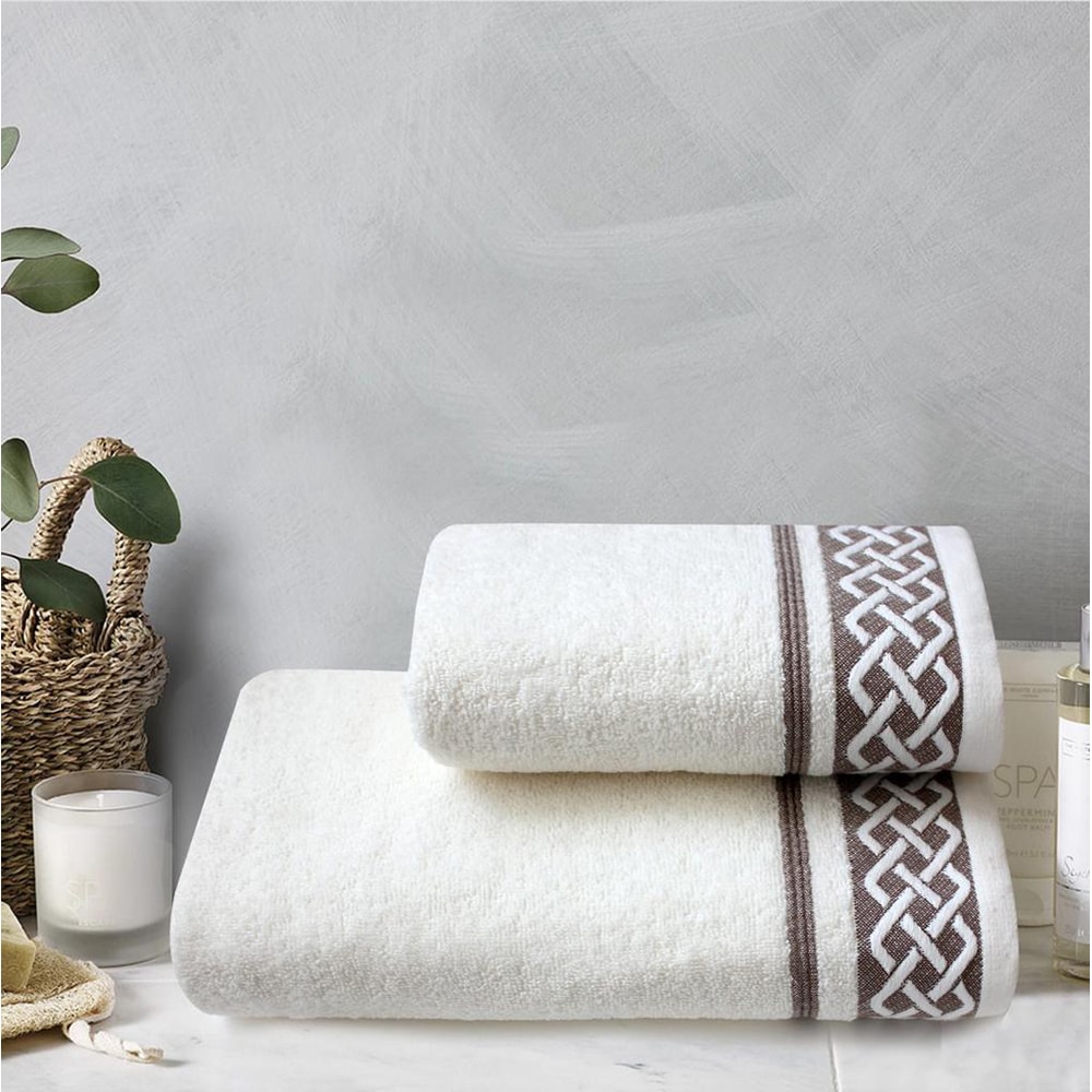 Set 2 prosoape baie MILA HOME Ivy, 50 x 90 cm, 70 x 140 cm, bumbac, crem