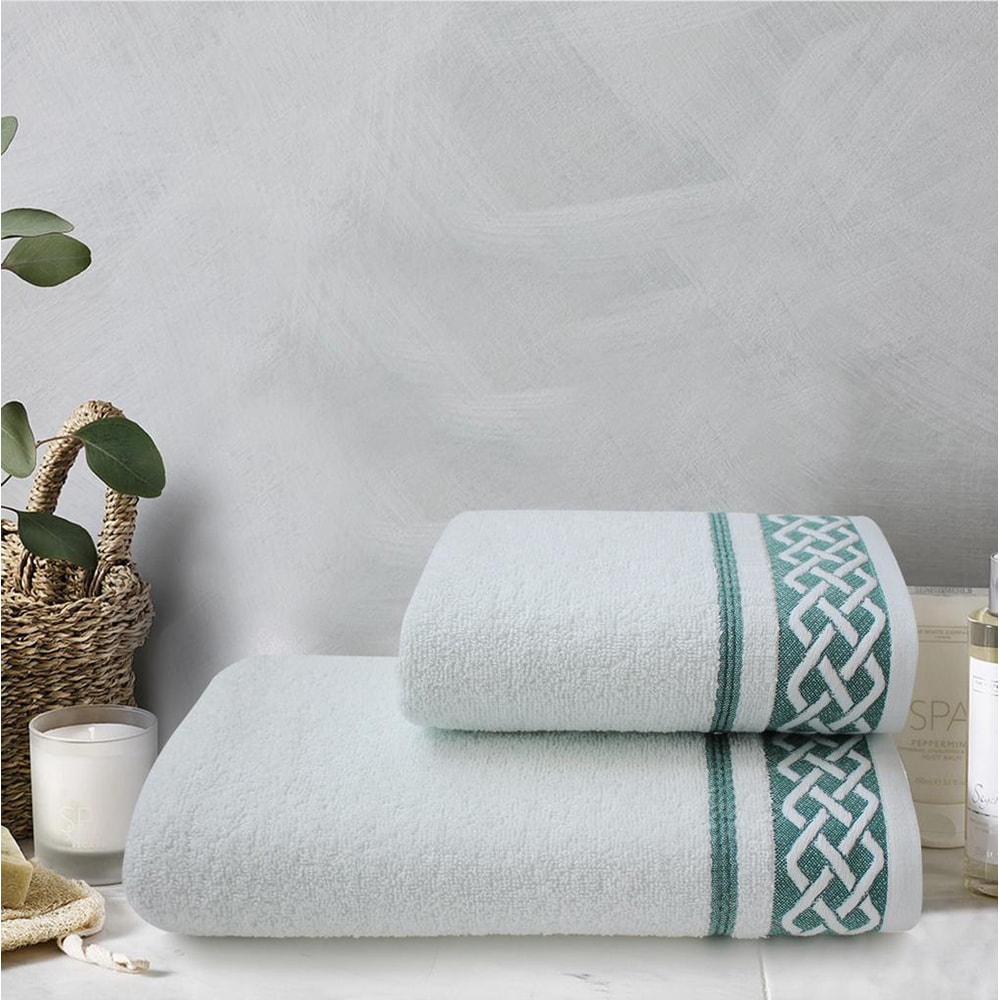 Set 2 prosoape baie MILA HOME Ivy, 50 x 90 cm, 70 x 140 cm, bumbac, verde