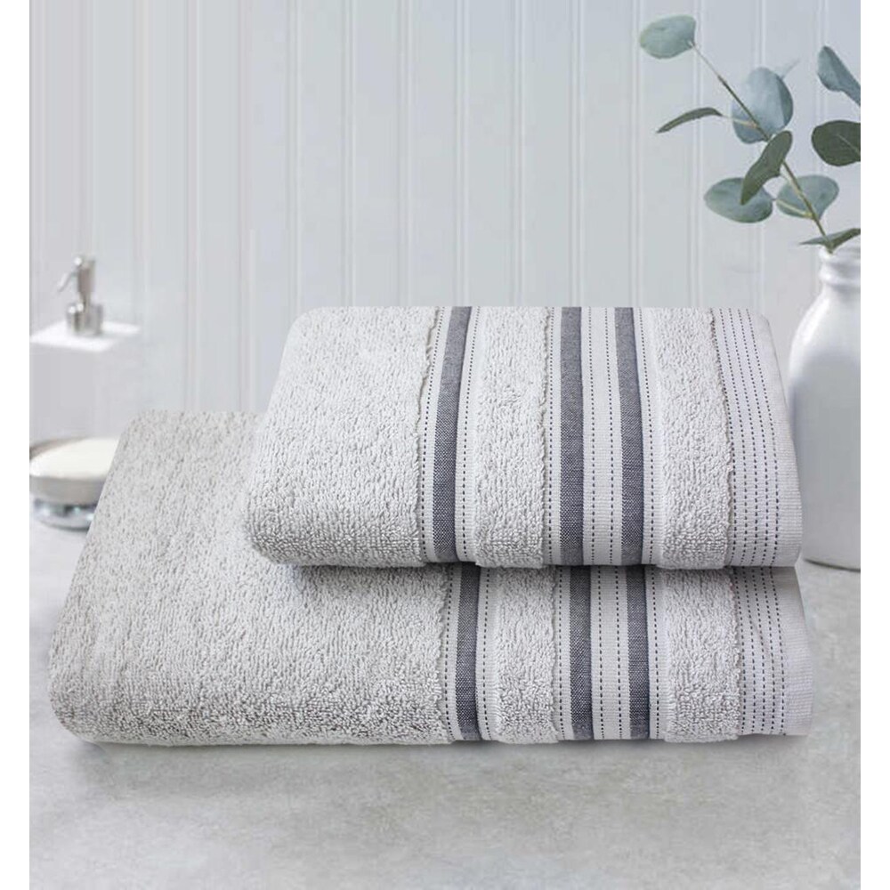 Set 2 prosoape baie MILA HOME Line, 50 x 90 cm, 70 x 140 cm, bumbac, gri