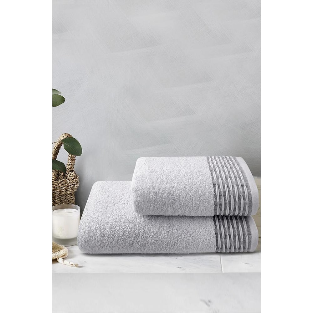 Set 2 prosoape baie MILA HOME Sequential, 50 x 90 cm, 70 x 140 cm, bumbac, gri