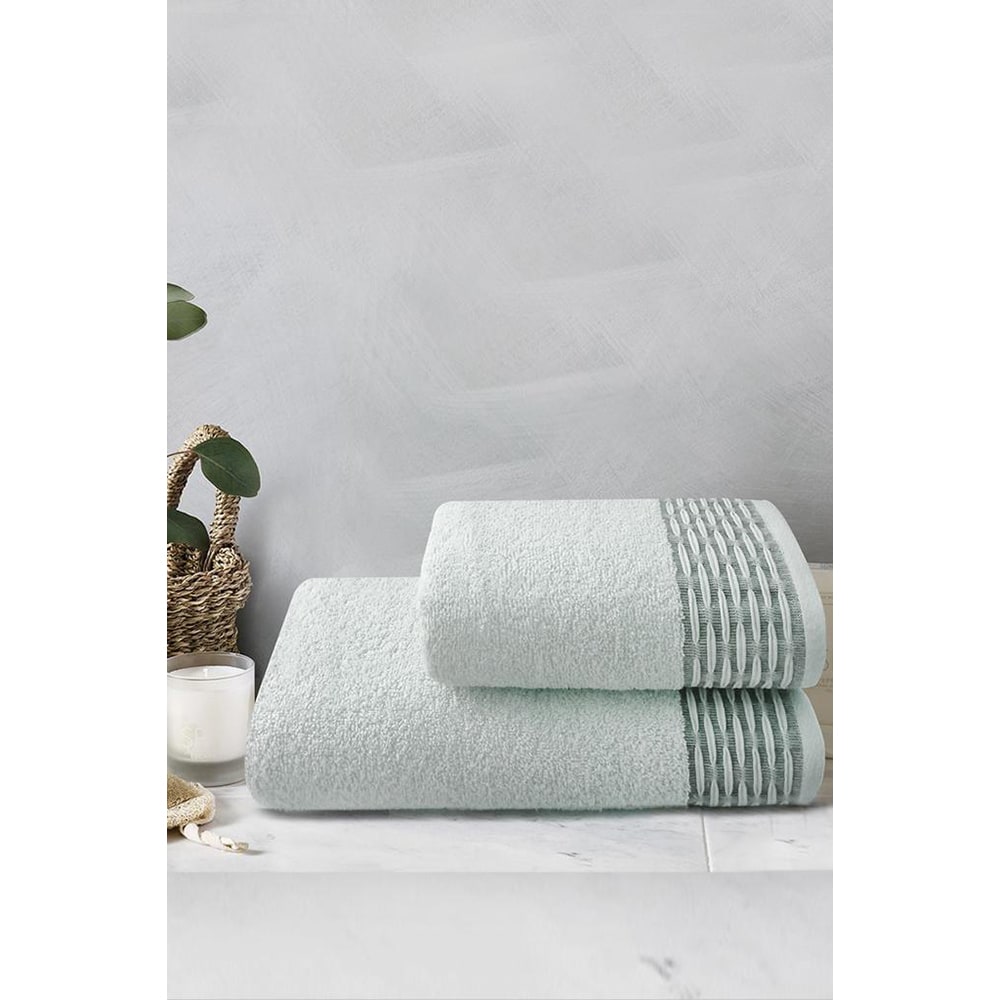 Set 2 prosoape baie MILA HOME Sequential, 50 x 90 cm, 70 x 140 cm, bumbac, verde