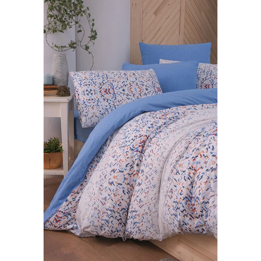 Lenjerie de pat Duo Colors, 2 persoane, 65% bumbac + 35% poliester, 160 x 200 cm, 4 piese