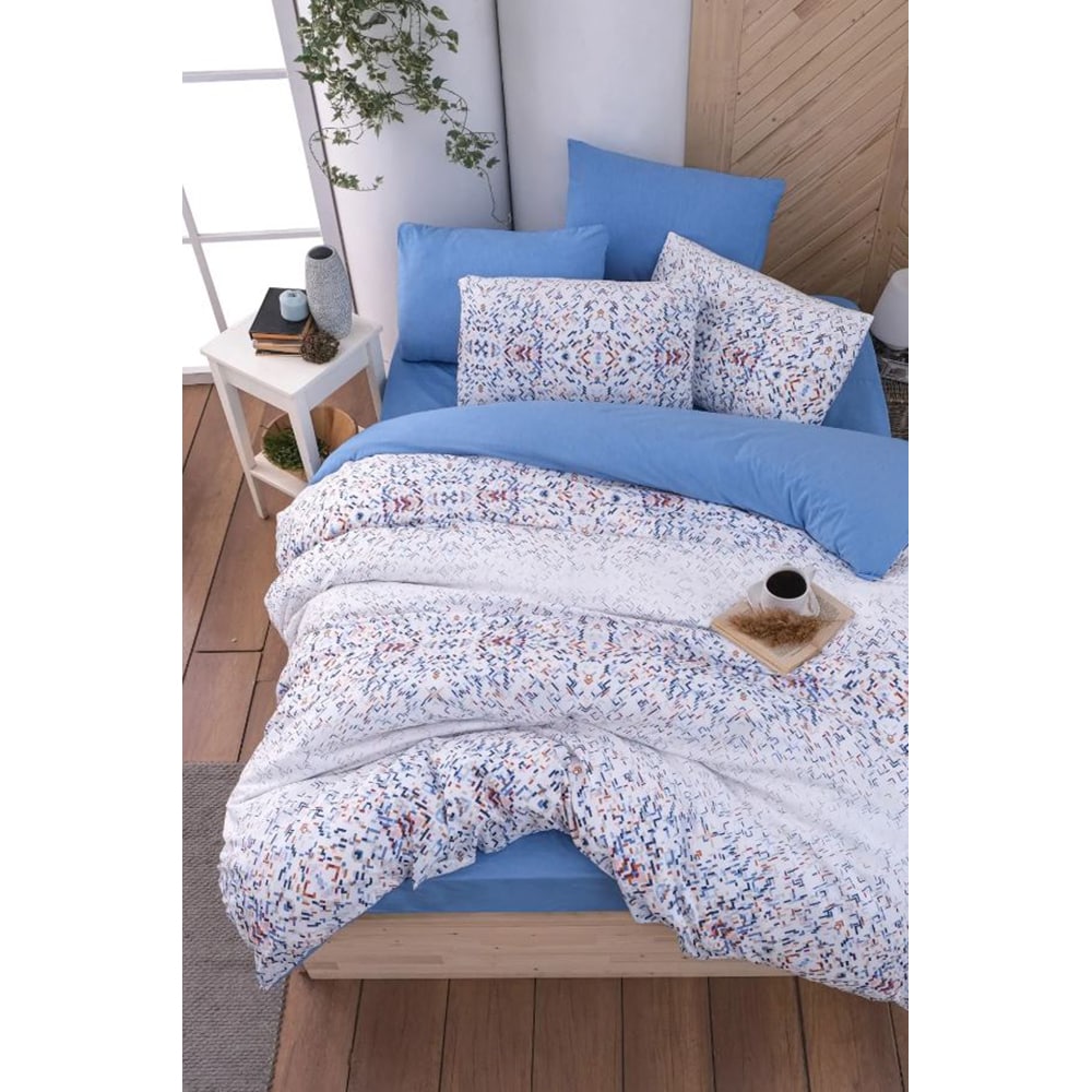 Lenjerie de pat Duo Colors, 2 persoane, 65% bumbac + 35% poliester, 160 x 200 cm, 4 piese