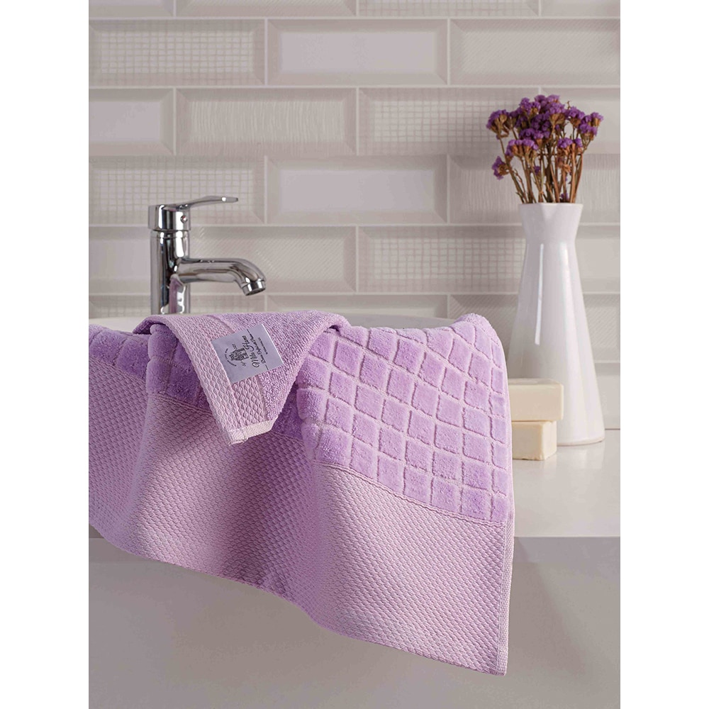 Set 2 prosoape baie MILA HOME Karo, 70 x 140 cm, 50 x 90 cm, bumbac, lila