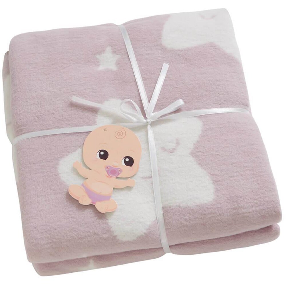 Patura MILA HOME Star, 100 x 120 cm, bumbac + acril + poliester, mov-alb