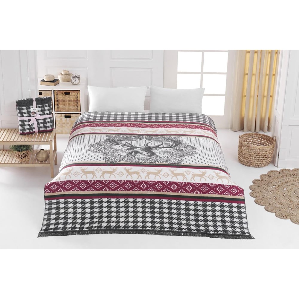 Patura MILA HOME Xmas2, 180 x 220 cm, bumbac + acril + poliester, multicolor