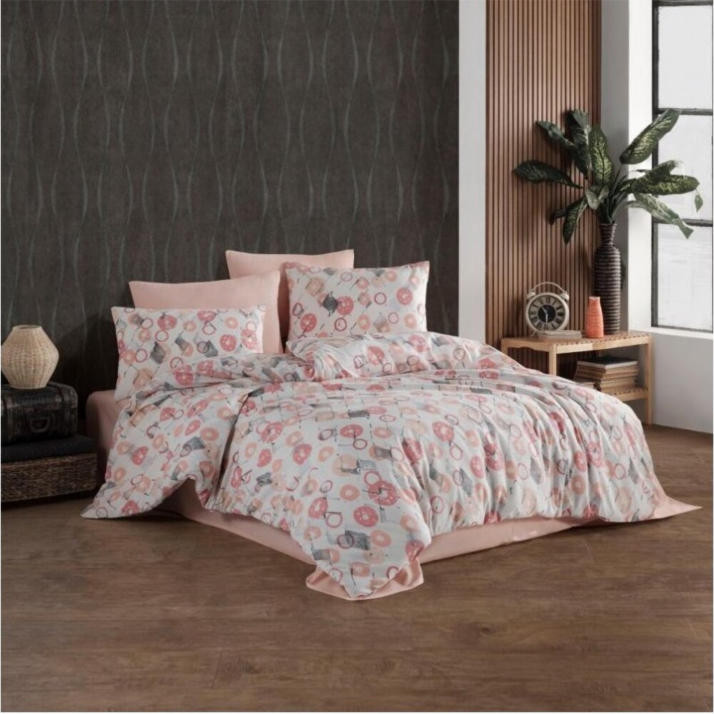 Lenjerie de pat Bubble Rose, 2 persoane, 80% bumbac + 20% PES, 180 x 200 cm, 4 piese