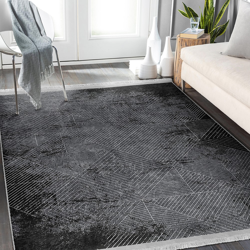 Covor living / dormitor Unique Velvet, 80 x 150 cm, poliester, gri