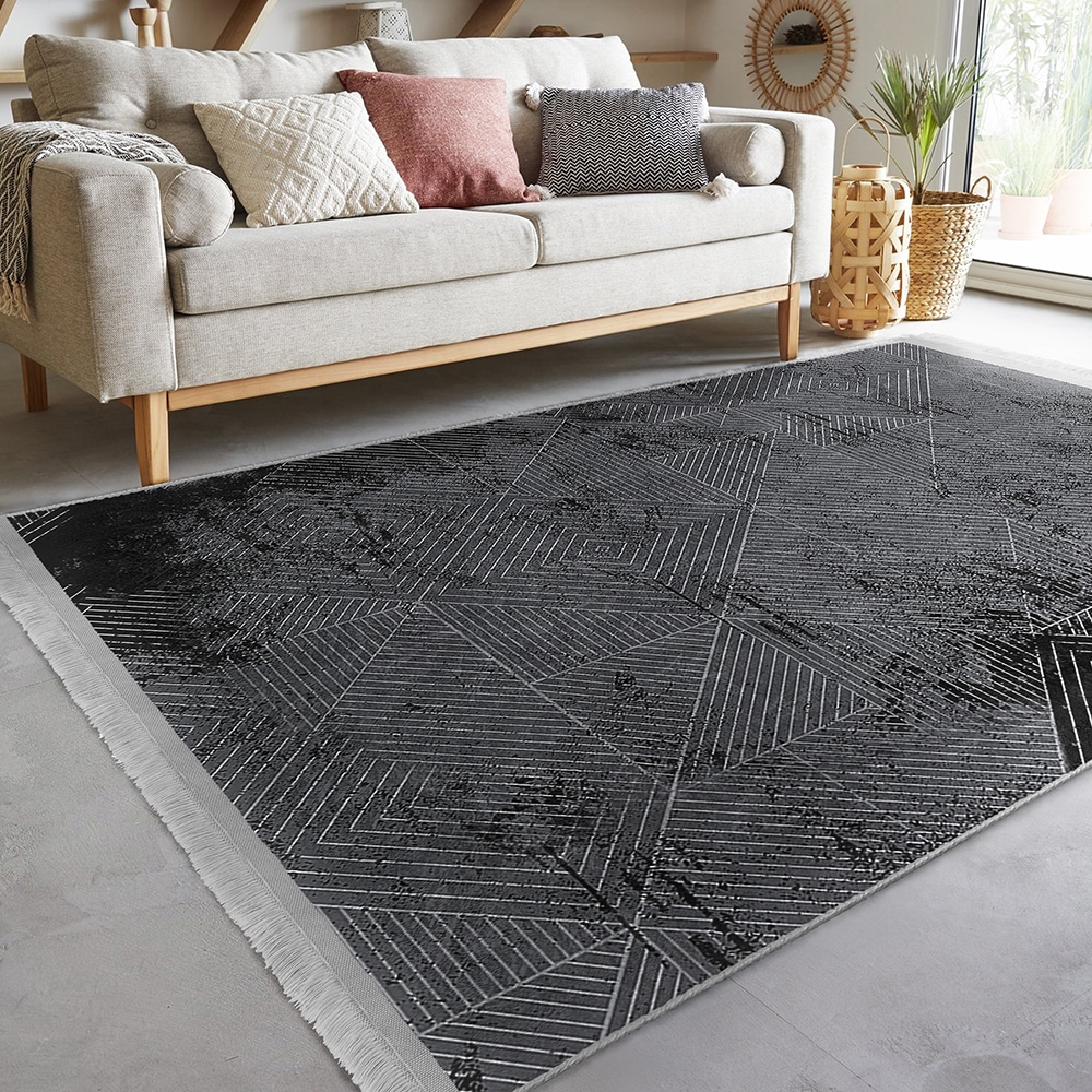 Covor living / dormitor Unique Velvet, 80 x 150 cm, poliester, gri