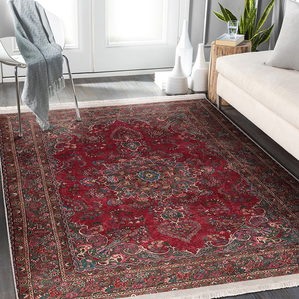 Covor living / dormitor Unique Velvet, 160 x 230 cm, poliester, rosu