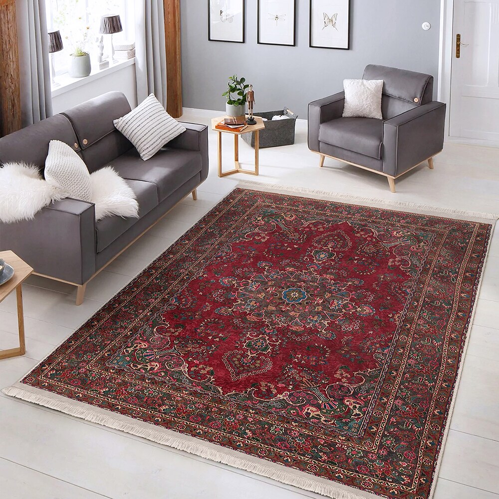 Covor living / dormitor Unique Velvet, 80 x 150 cm, poliester, rosu