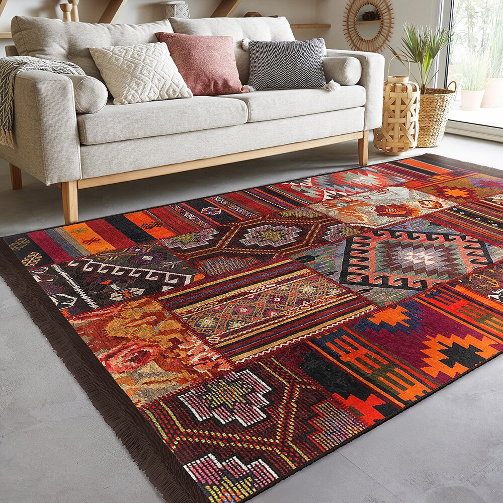 Covor living / dormitor Unique Patchwork, 80 x 150 cm, poliester, multicolor