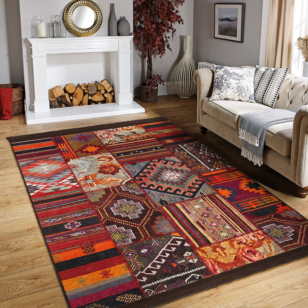 Covor living / dormitor Unique Patchwork, 80 x 150 cm, poliester, multicolor