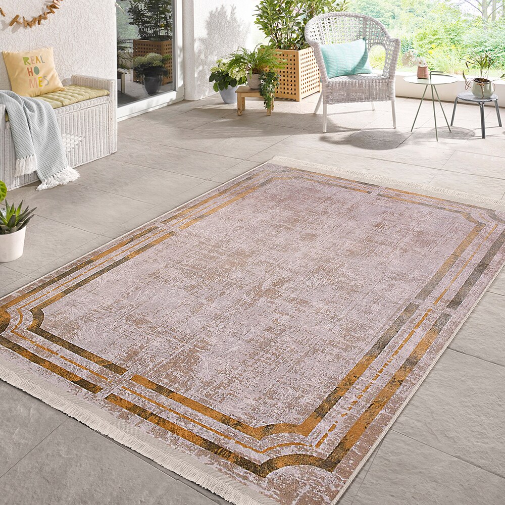 Covor living / dormitor Unique Gold, 80 x 150 cm, poliester, roz