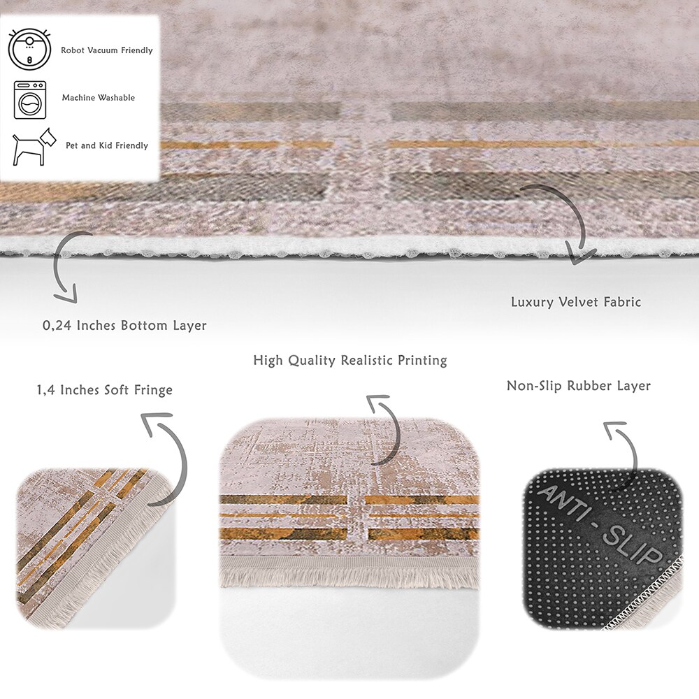 Covor living / dormitor Unique Gold, 80 x 150 cm, poliester, roz