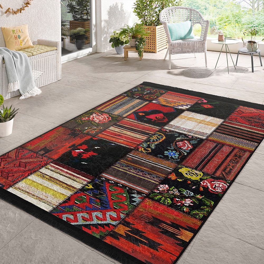 Covor living / dormitor Unique Patchwork, 120 x 180 cm, poliester, multicolor