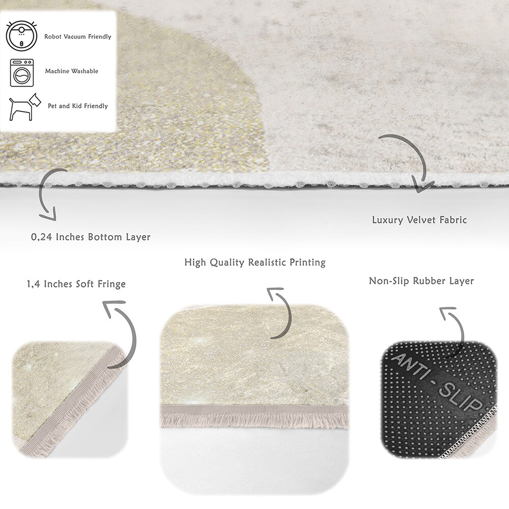 Covor living / dormitor Unique Wave, 80 x 150 cm, poliester, bej