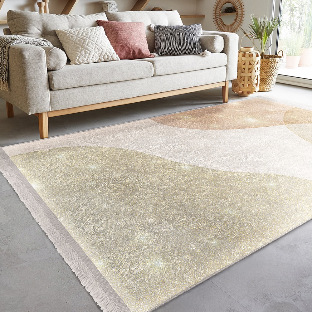 Covor living / dormitor Unique Wave, 80 x 150 cm, poliester, bej