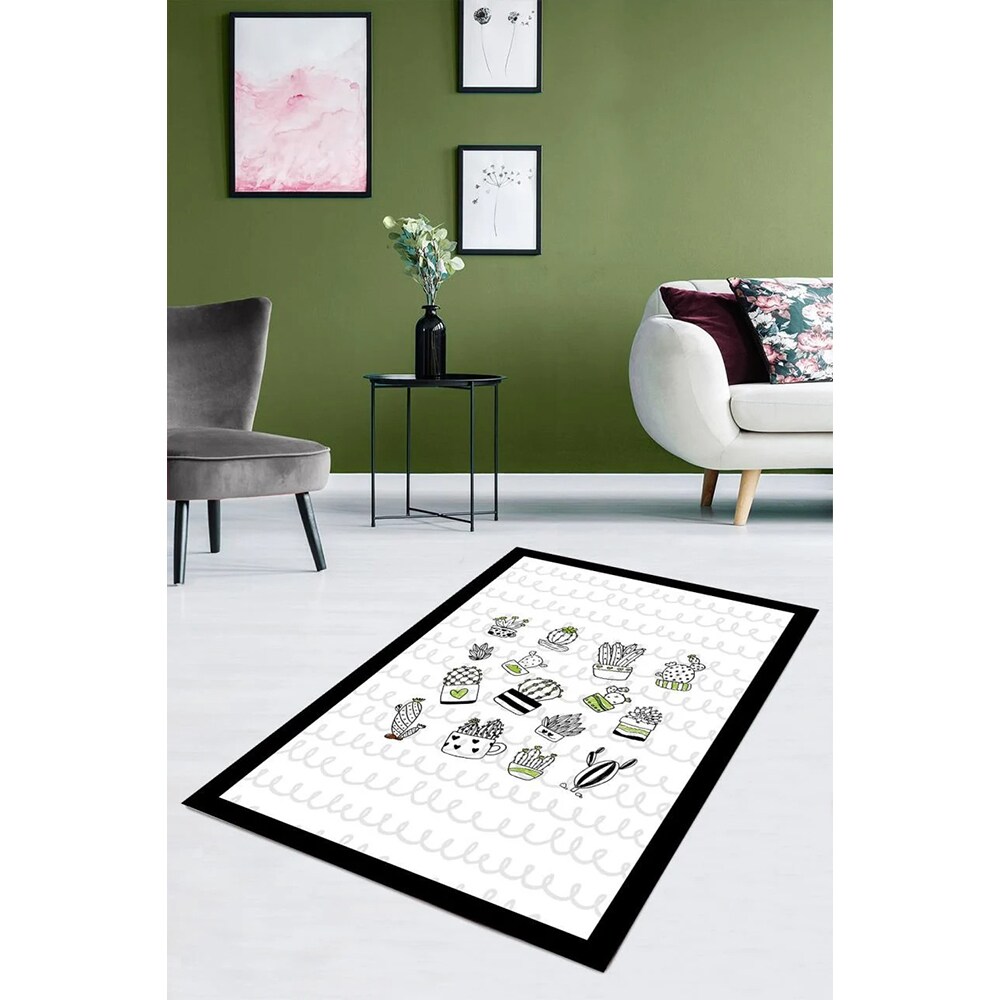 Covor bucatarie Collection Kitchen Rules, 120 x 180 cm, poliester, alb-negru