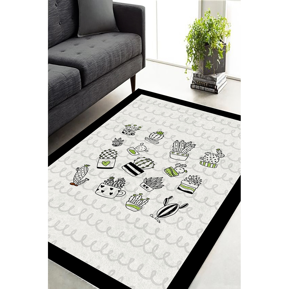 Covor bucatarie Collection Kitchen Rules, 120 x 180 cm, poliester, alb-negru