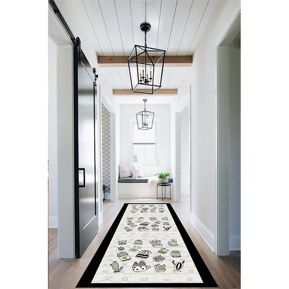 Covor bucatarie Collection Kitchen Rules, 120 x 180 cm, poliester, alb-negru