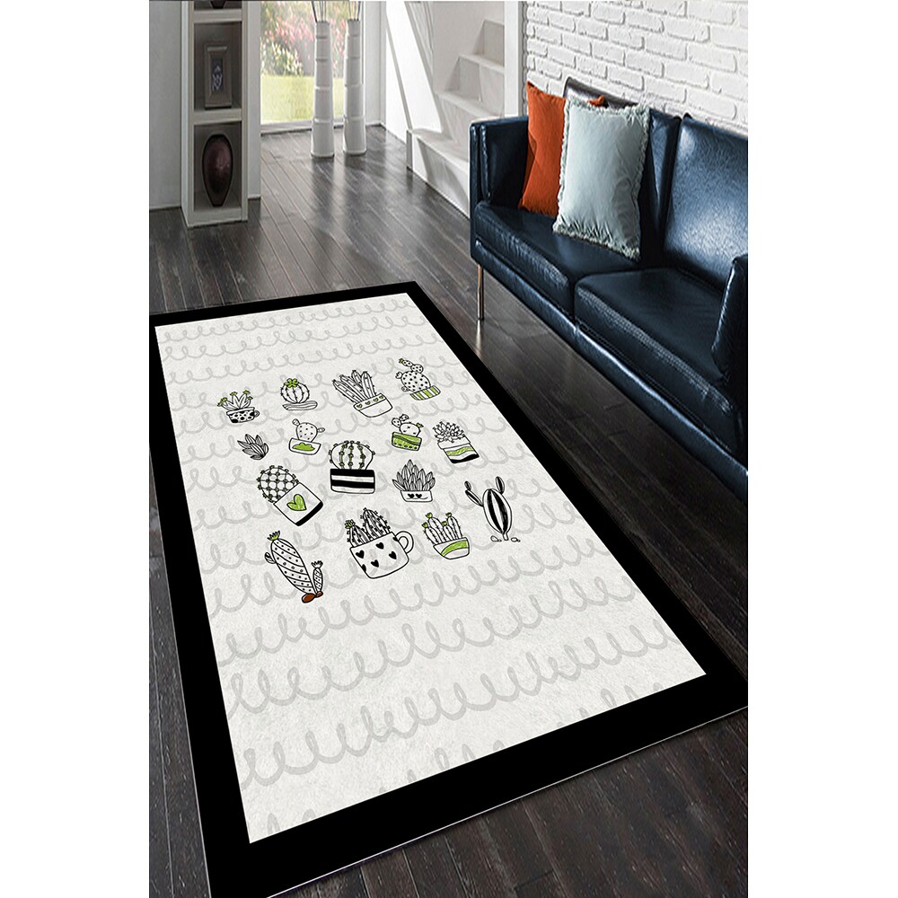 Covor bucatarie Collection Kitchen Rules, 120 x 180 cm, poliester, alb-negru
