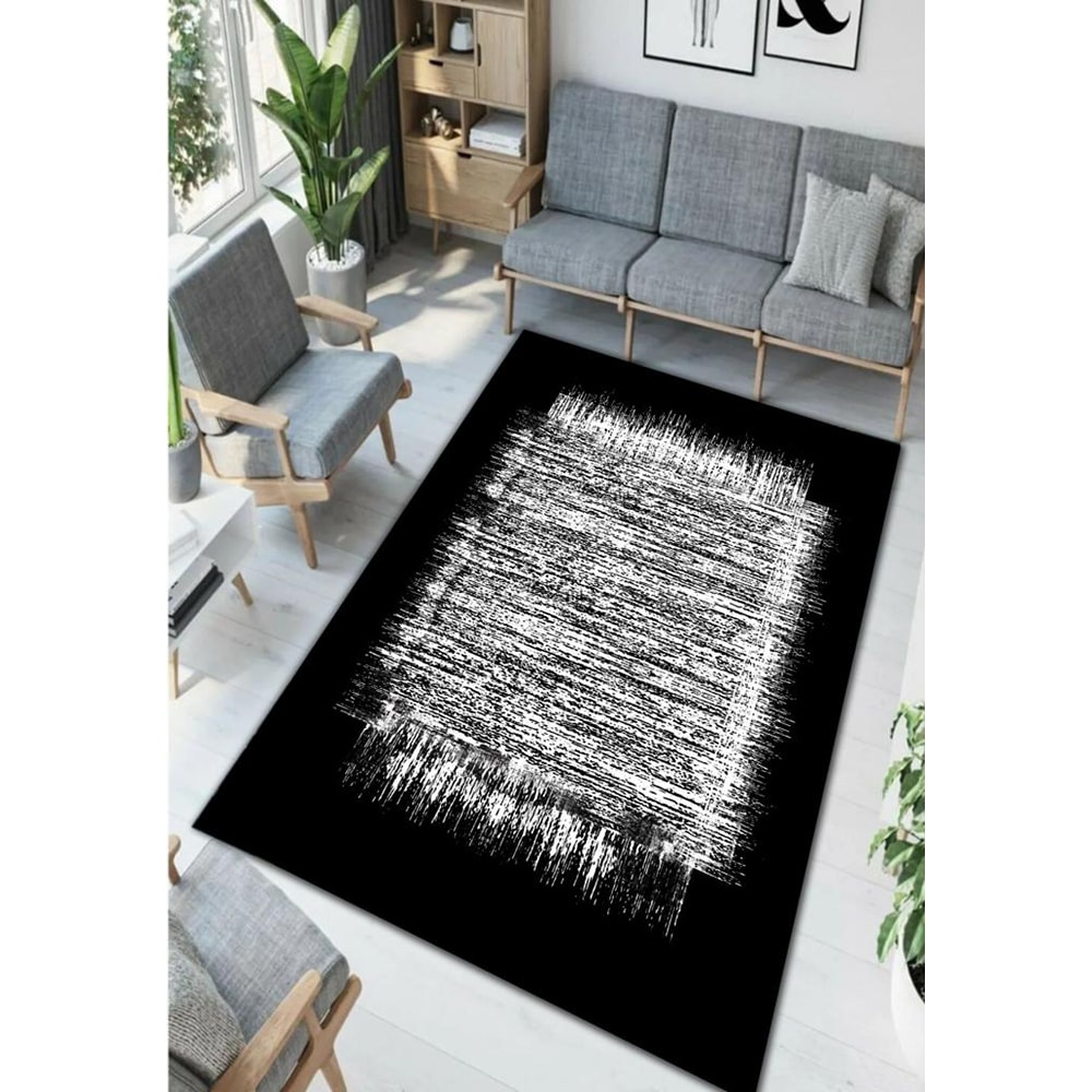 Covor living / dormitor Collection Simple, 120 x 180 cm, poliester, negru-gri