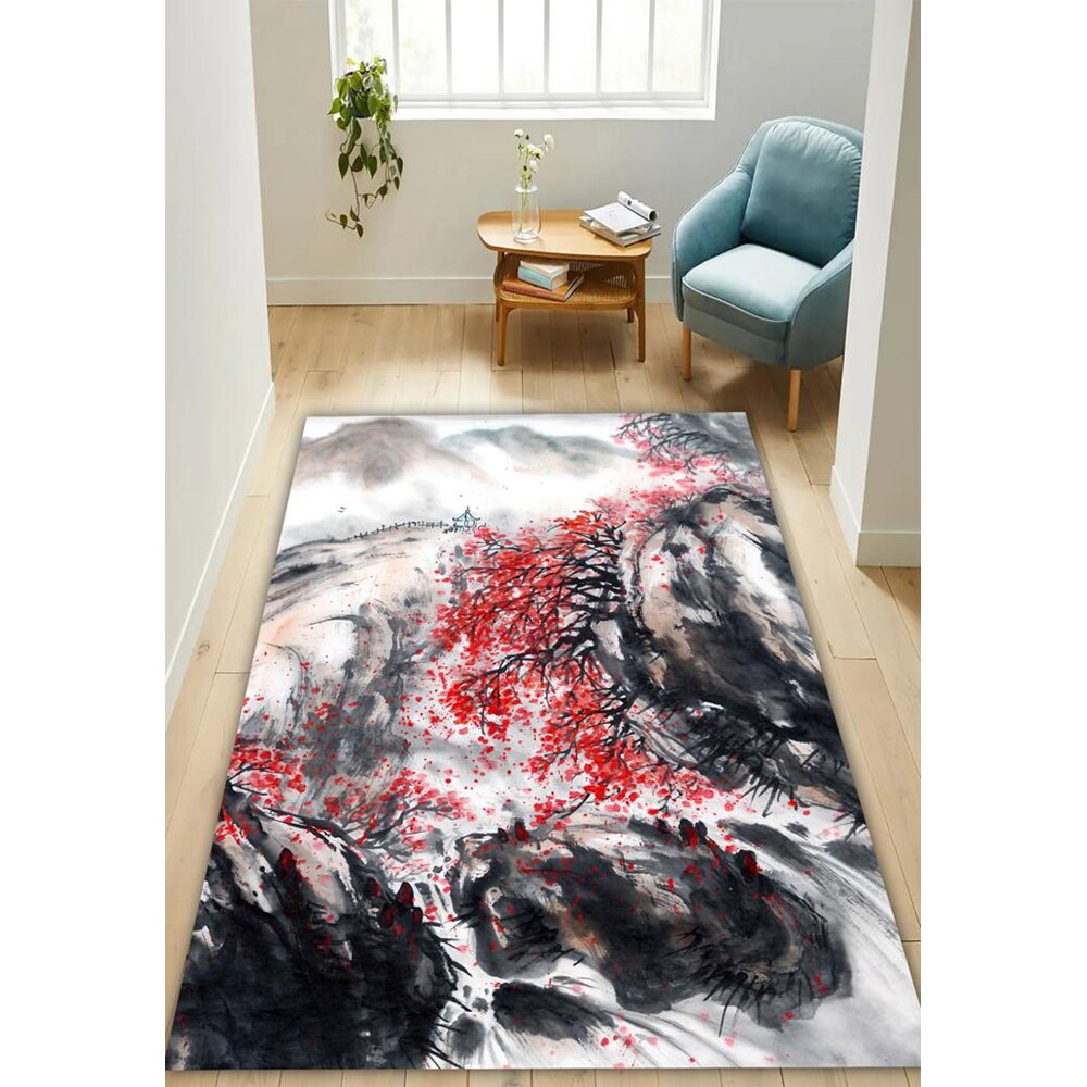 Covor living / dormitor Collection Storm, 80 x 200 cm, poliester, negru-gri