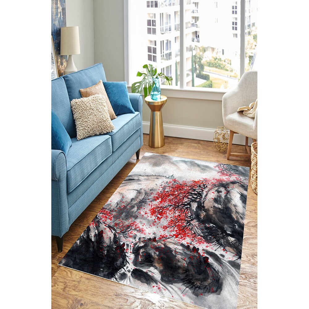 Covor living / dormitor Collection Storm, 80 x 200 cm, poliester, negru-gri