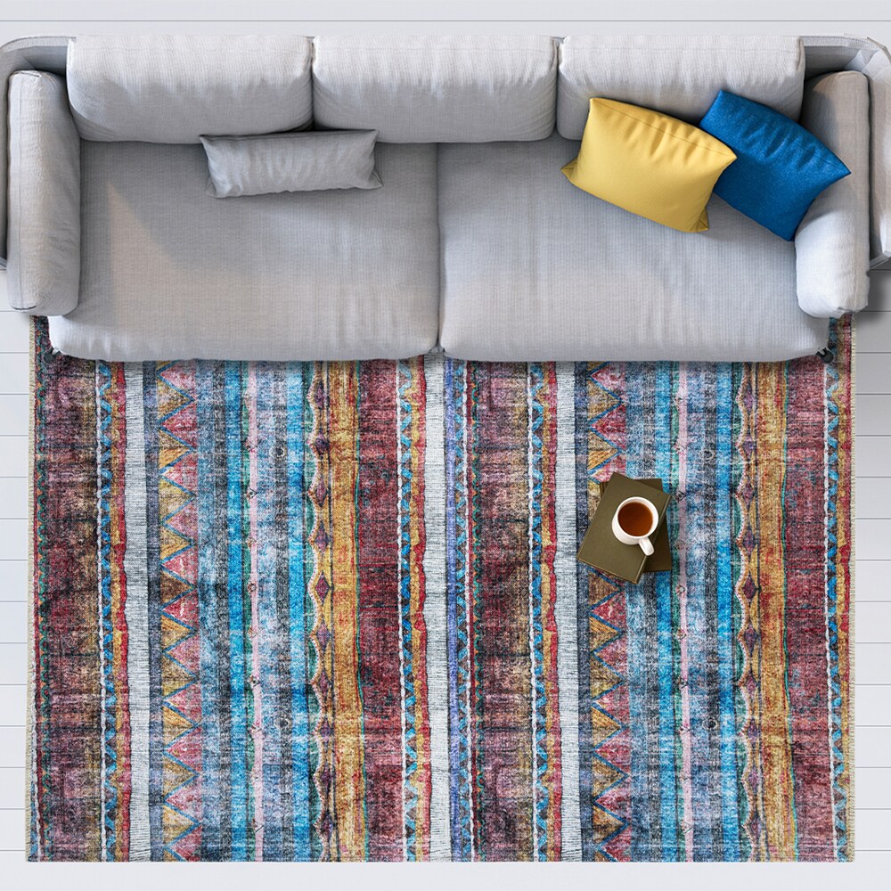 Covor living / dormitor Heybe 1, 80 x 150 cm, bumbac, multicolor