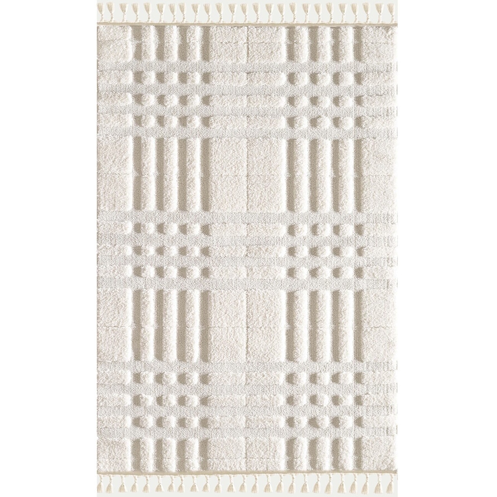 Covor living / dormitor Shaggy 2, 80 x 150 cm, polipropilena, alb