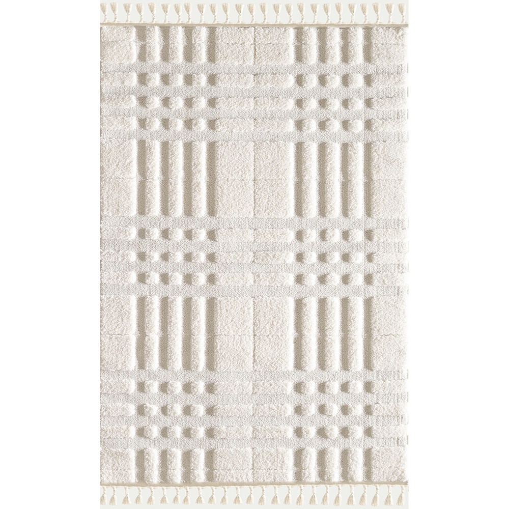 Covor living / dormitor Shaggy 2, 120 x 160 cm, polipropilena, alb