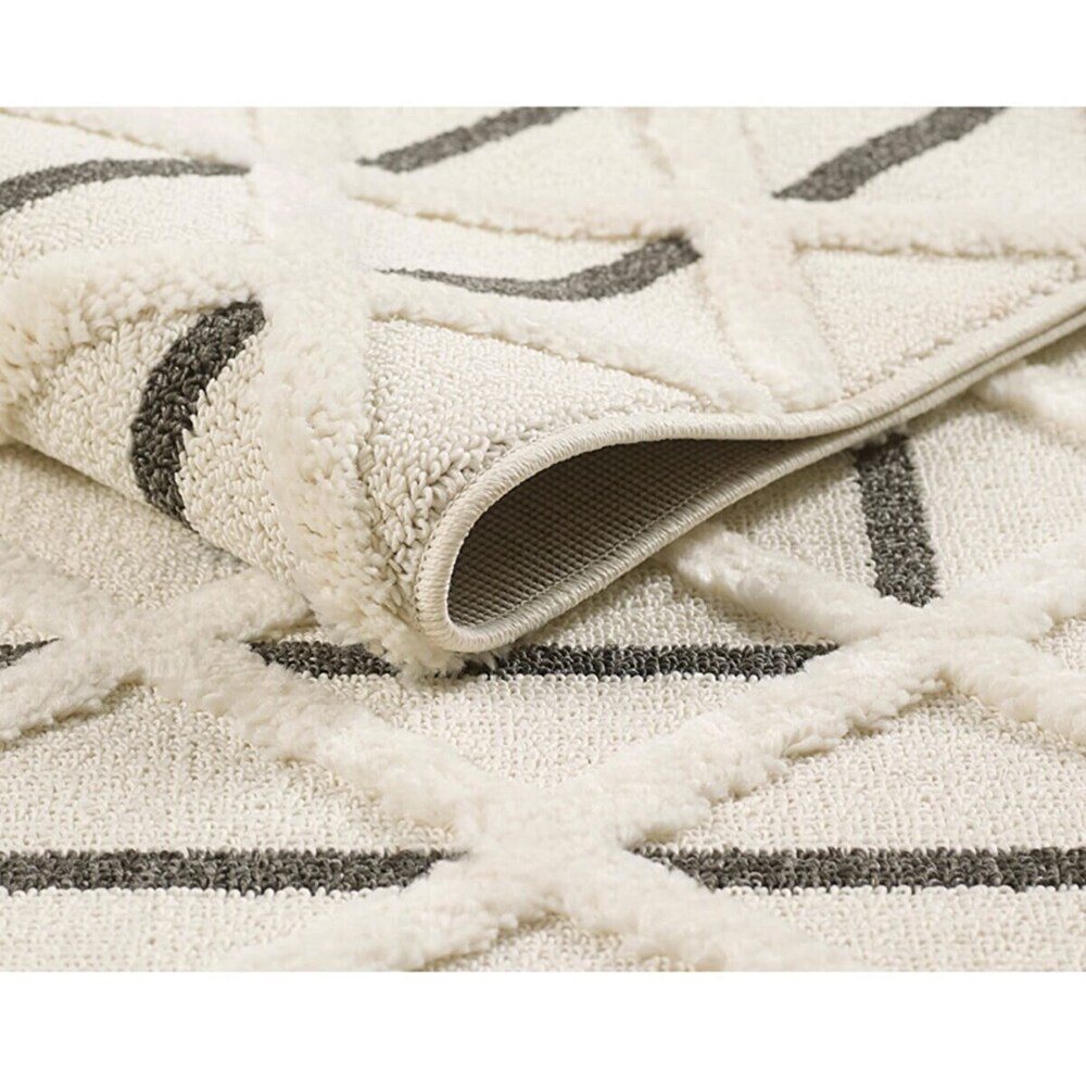 Covor living / dormitor Shaggy, 120 x 160 cm, polipropilena, bej-negru