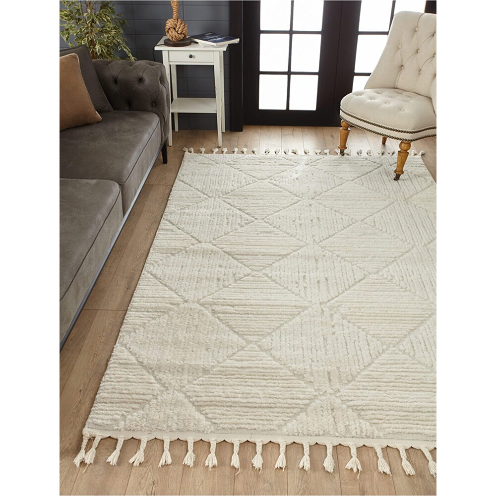 Covor living / dormitor Shaggy, 120 x 160 cm, polipropilena, crem